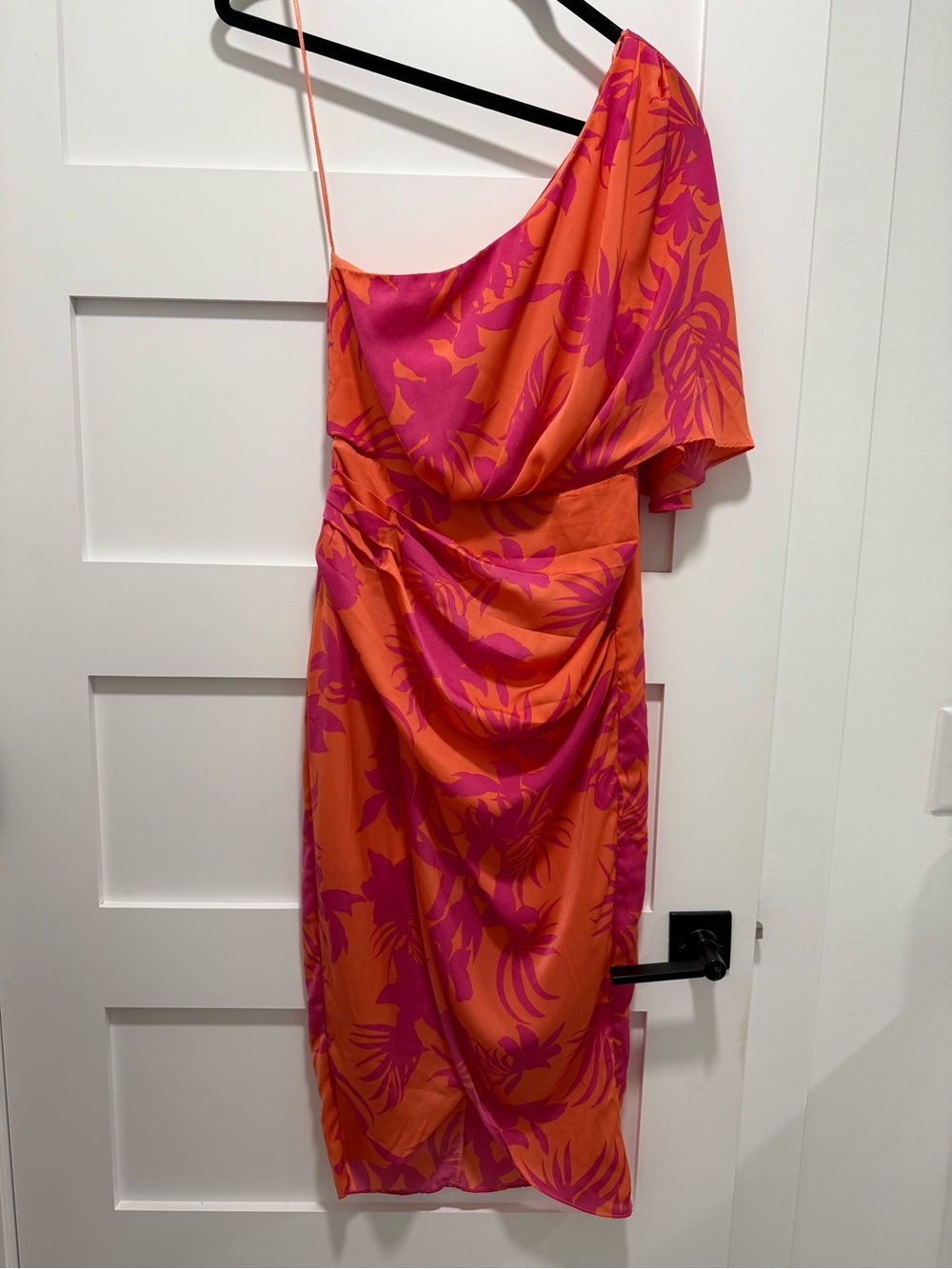 DO+BE One-Shoulder Orange & Fuchsia Floral Dress